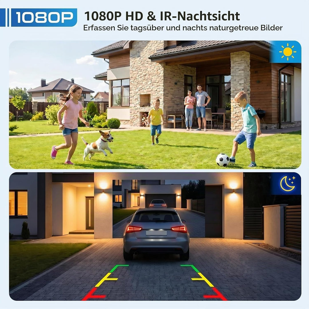 Solar Rückfahrkamera Kabellose Magnetische mit 7" 1080P LCD Monitor