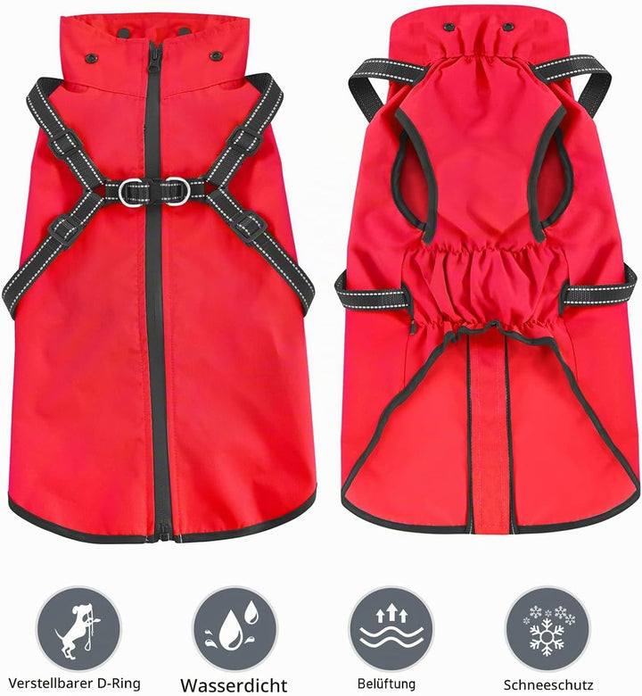Mosucoirl Hunde Regenmantel Wasserdichter Hunde Kapuzenpullover Reflektierender Hunde Regenmantel mi