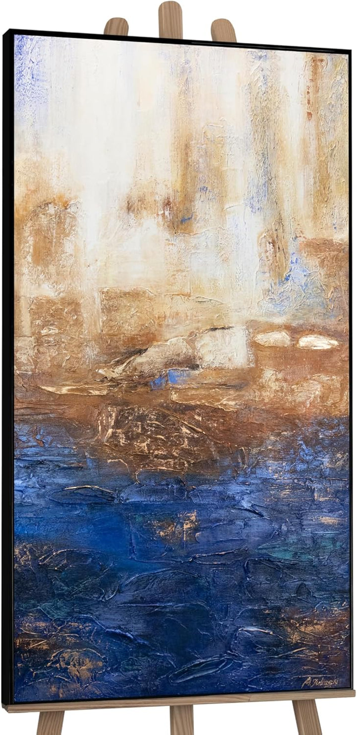 YS-Art Abstrakt Acryl Gemälde auf Leinwand Marine II handgemalt Wandbilder Wohnzimmer modern Wohndek