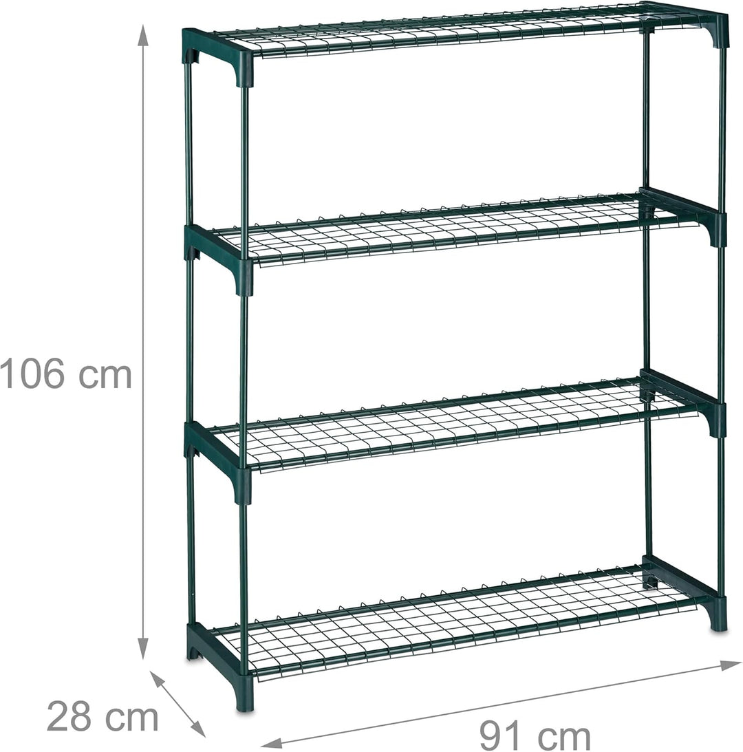 Relaxdays Pflanzenregal, 2er Set, 4 Ablagen, für Blumen- & Pflanzentöpfe, Metall & Kunststoff, HBT 1