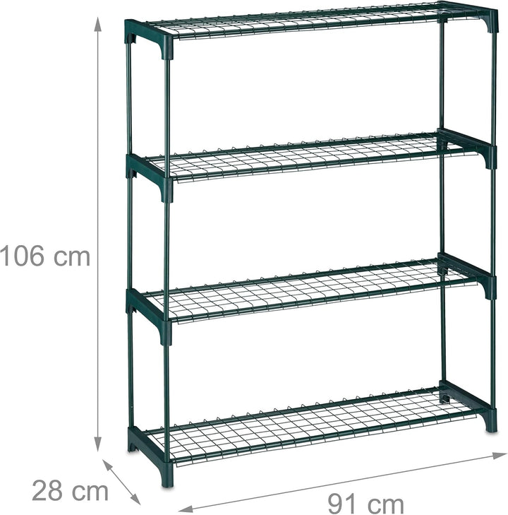 Relaxdays Pflanzenregal, 2er Set, 4 Ablagen, für Blumen- & Pflanzentöpfe, Metall & Kunststoff, HBT 1