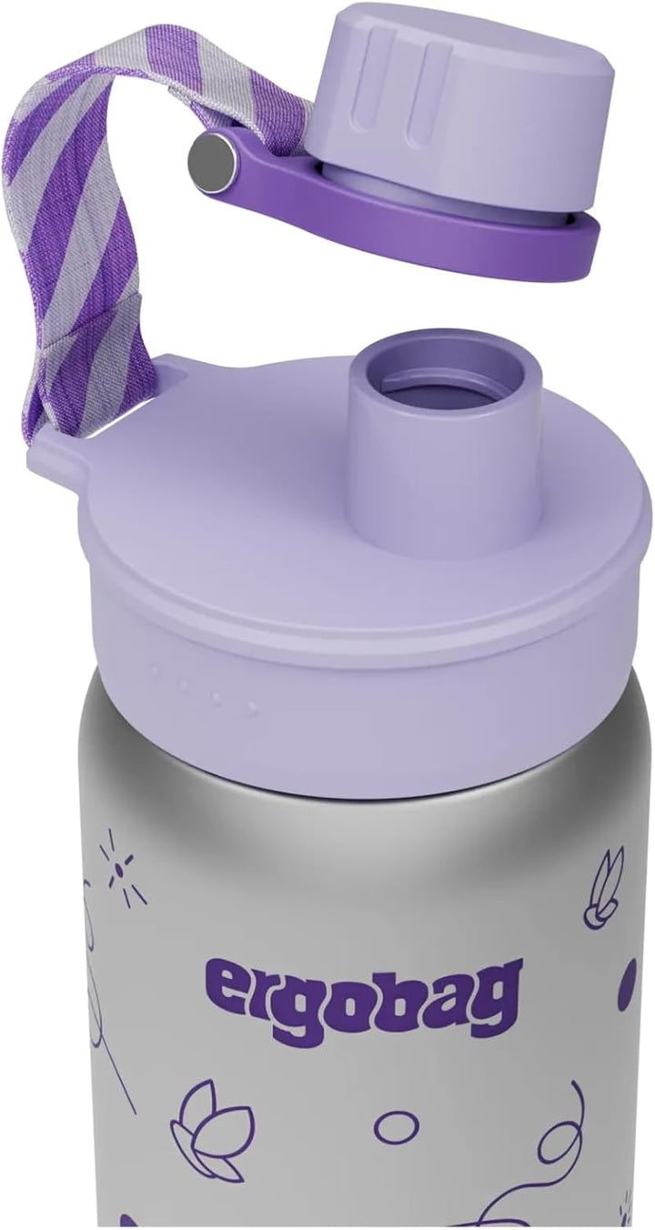 ergobag Edelstahl Trinkflasche Schmetterling - Lila | 500 ml Fassungsvermögen mit verschiedenen Moti