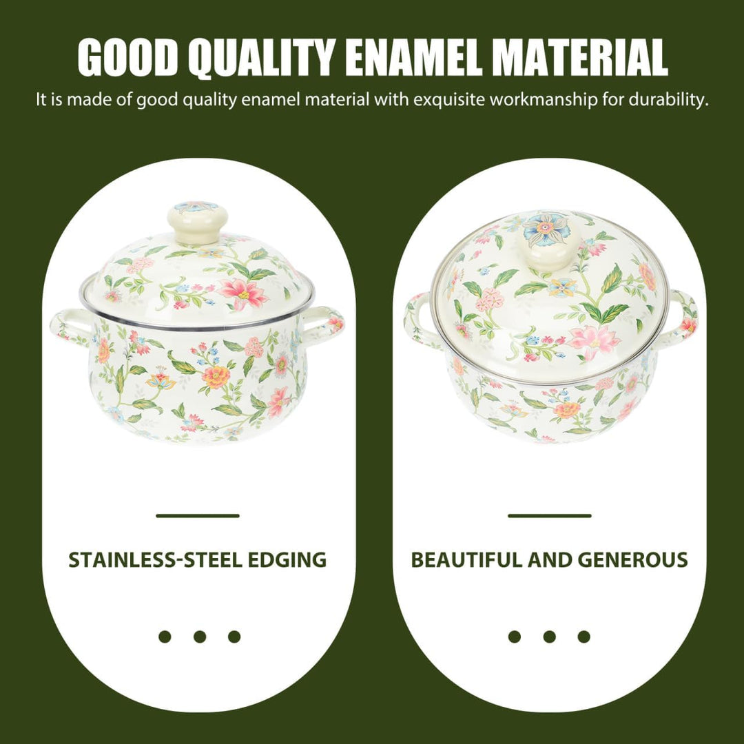 Enamel Suppentopf Retro Kochtopf 1 Stück für Induktion und Gas Praktisch Stew Pot Mit Komfortablem G