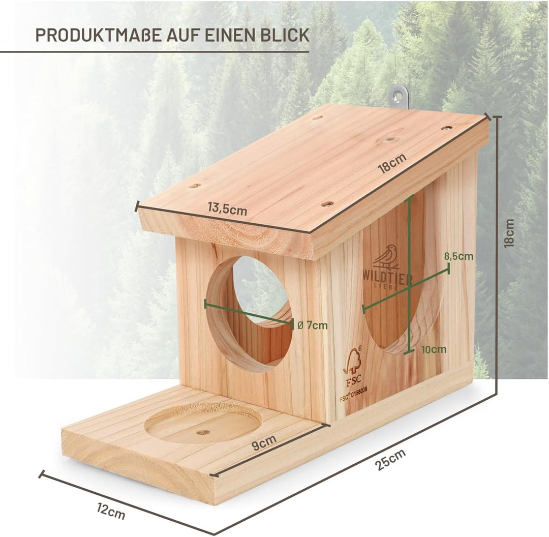 wildtier liebe Eichhörnchen Futterhaus - Spielhaus wetterfest I aus verschraubtem Massiv-Holz Futter