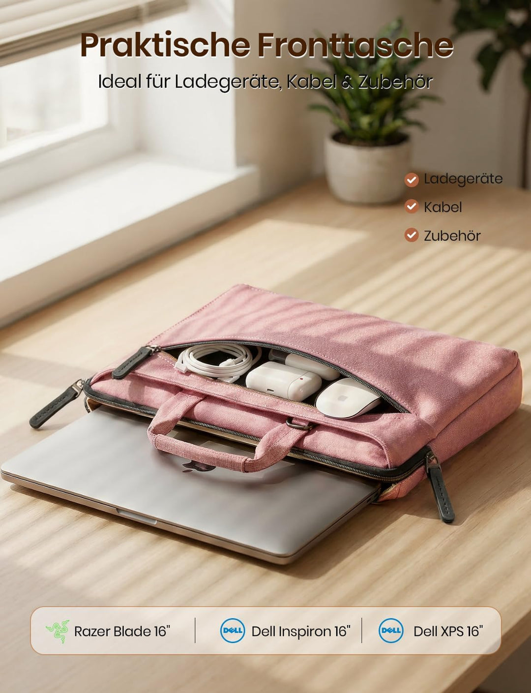 DOMISO 15-15,6 Zoll Wasserdicht Laptop Tasche Aktentasche Schultertasche Notebooktasche für 15.6" Id