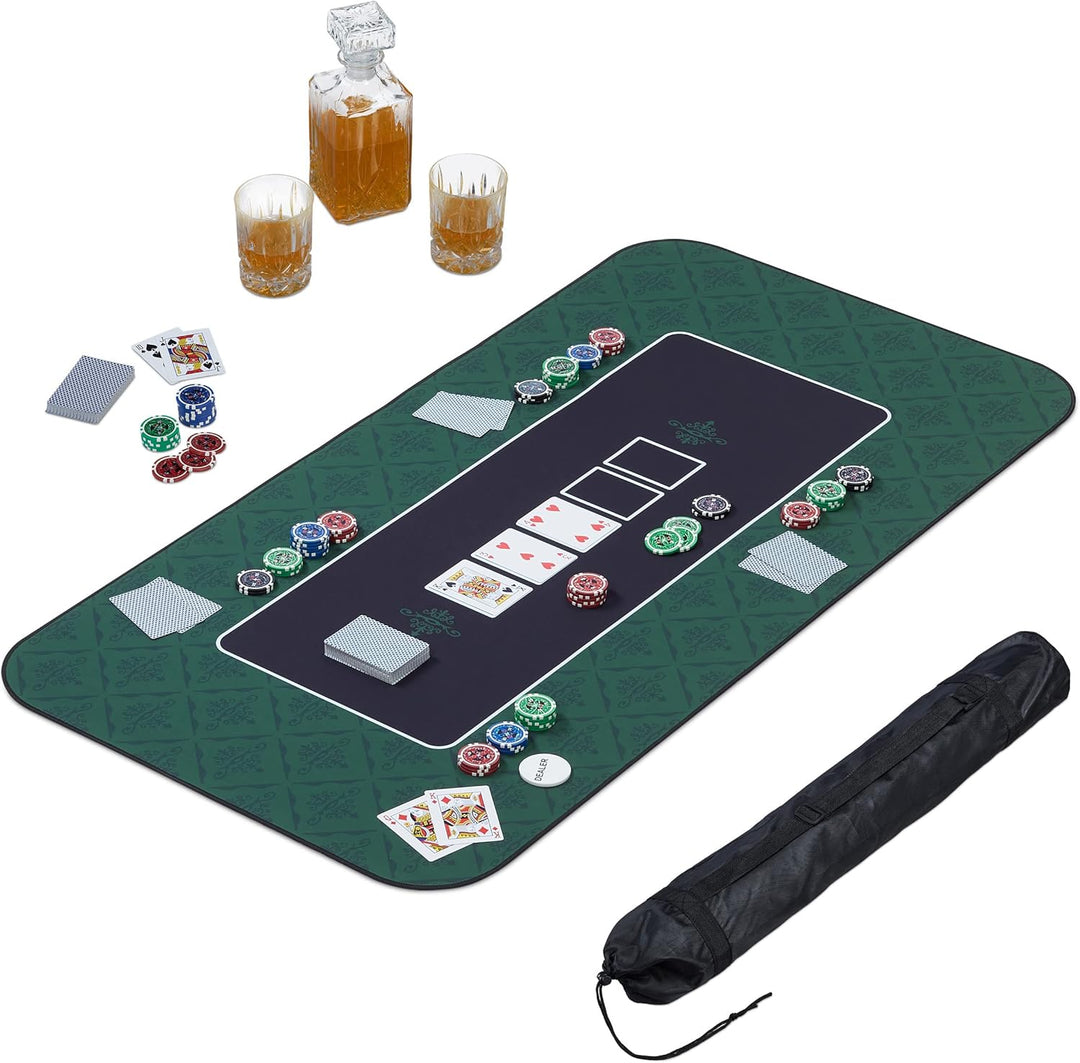 Relaxdays Pokermatte 120 x 60 cm, Texas Holdem, Pokertischauflage gross, rutschhemmend, Polyester, P