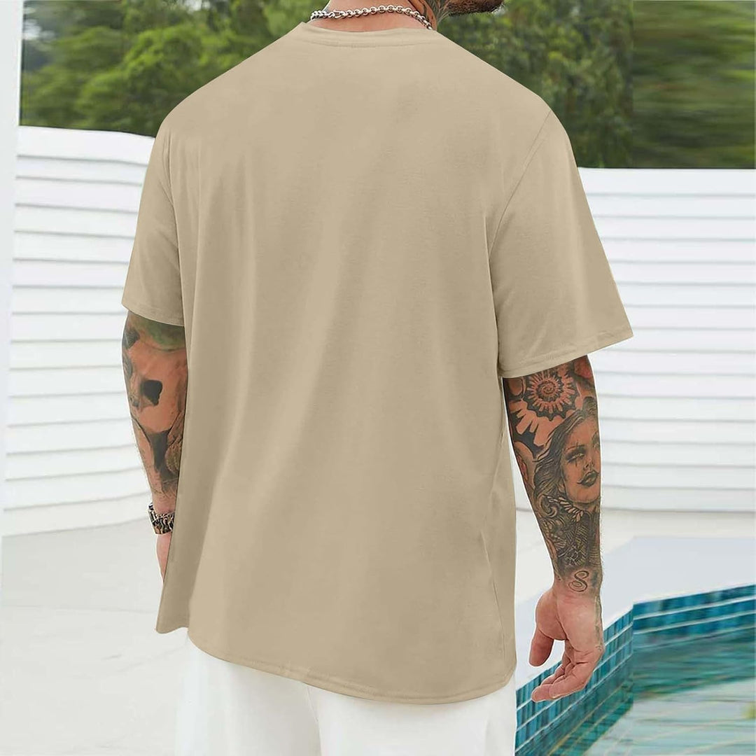 Herren Kurzarm-T-Shirt mit Rundhalsausschnitt, lässiges -Strand- und Baummotiv Ärmellose Shirts Herr