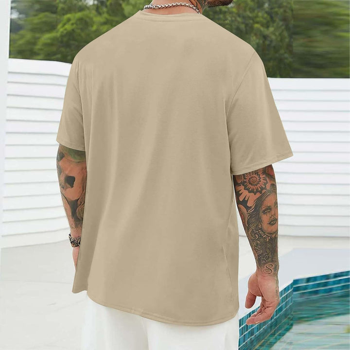 Herren Kurzarm-T-Shirt mit Rundhalsausschnitt, lässiges -Strand- und Baummotiv Ärmellose Shirts Herr