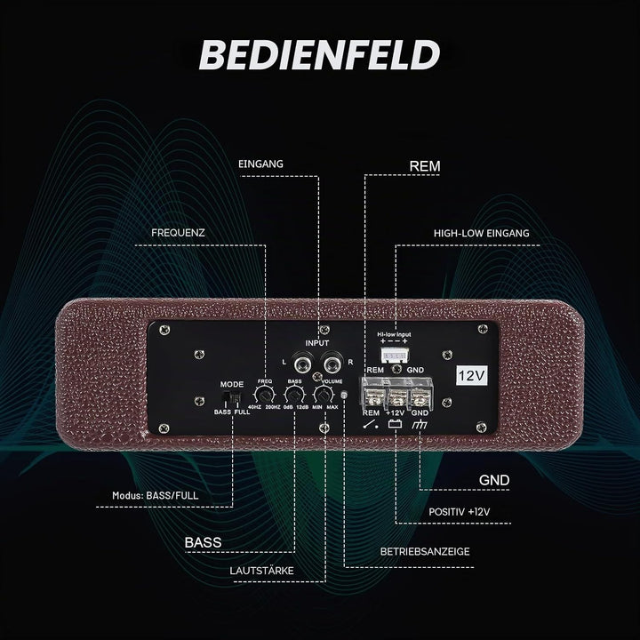 MccoMMon 600W Subwoofer Box Typ Aktiv,Kompakt-Lautsprecher,Auto-Sitz unter Sitz Hi-Fi Gehäuse,Reflex