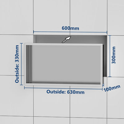 Neodrain Wandnische Dusche Edelstahl Duschnische Einzelregal Lagerung für Badezimmer 60 x 30 cm, Geb