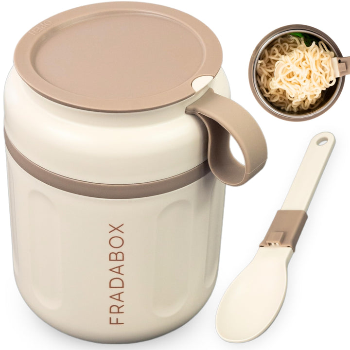 FRADABOX® Lunchpot „Casey“, Thermobehälter mit Löffel, Premium Edelstahl, Müslibecher to go, Auslauf