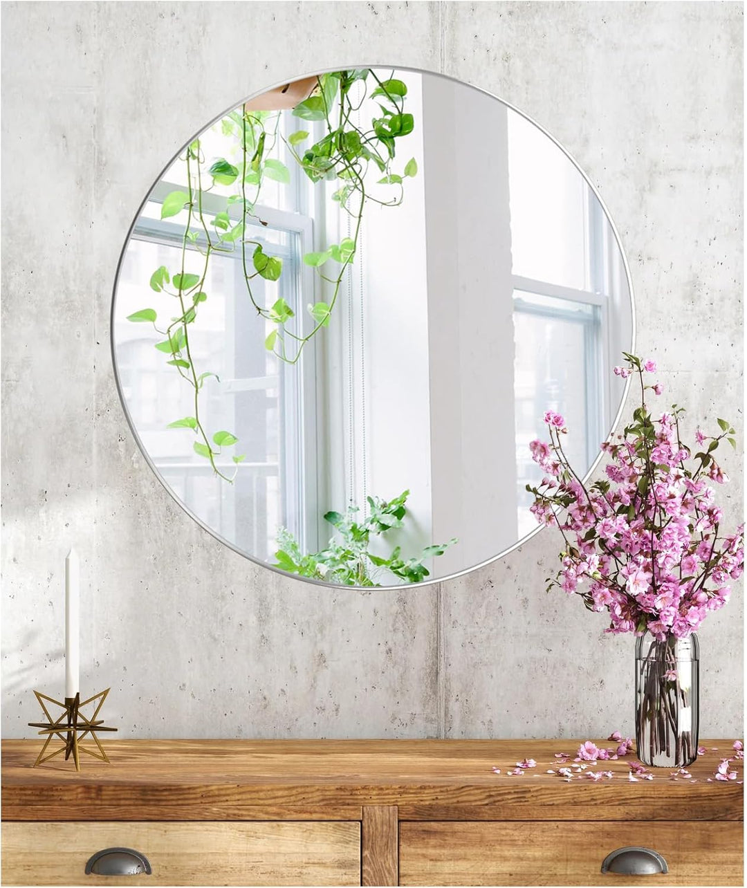 JMITHA Runder Spiegel Rund Spiegel 40cm Runder Wandspiegel Spiegel Rund Dekorative Wandspiegel Rund