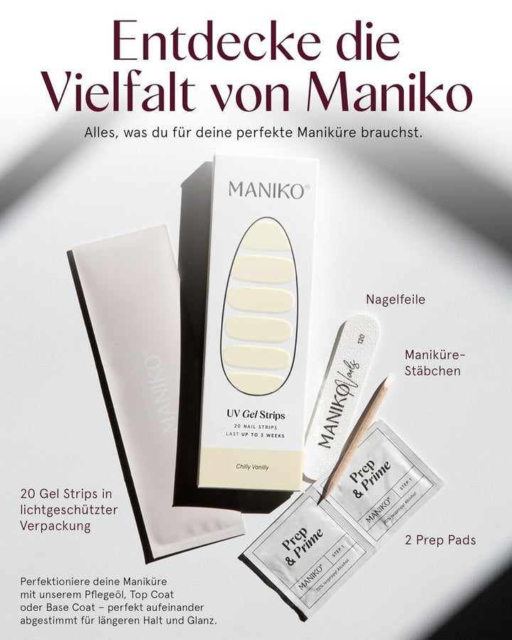 Maniko® UV Gel Strips - Selbstklebende Nagelfolie für bis zu 2 Anwendungen - Vegan & langanhaltend -