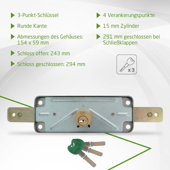 Amig - Rollladenschloss aus Metall Mod. 645, Zylinder: 15 mm. Inklusive 3 Sicherheitsschlüssel in ve