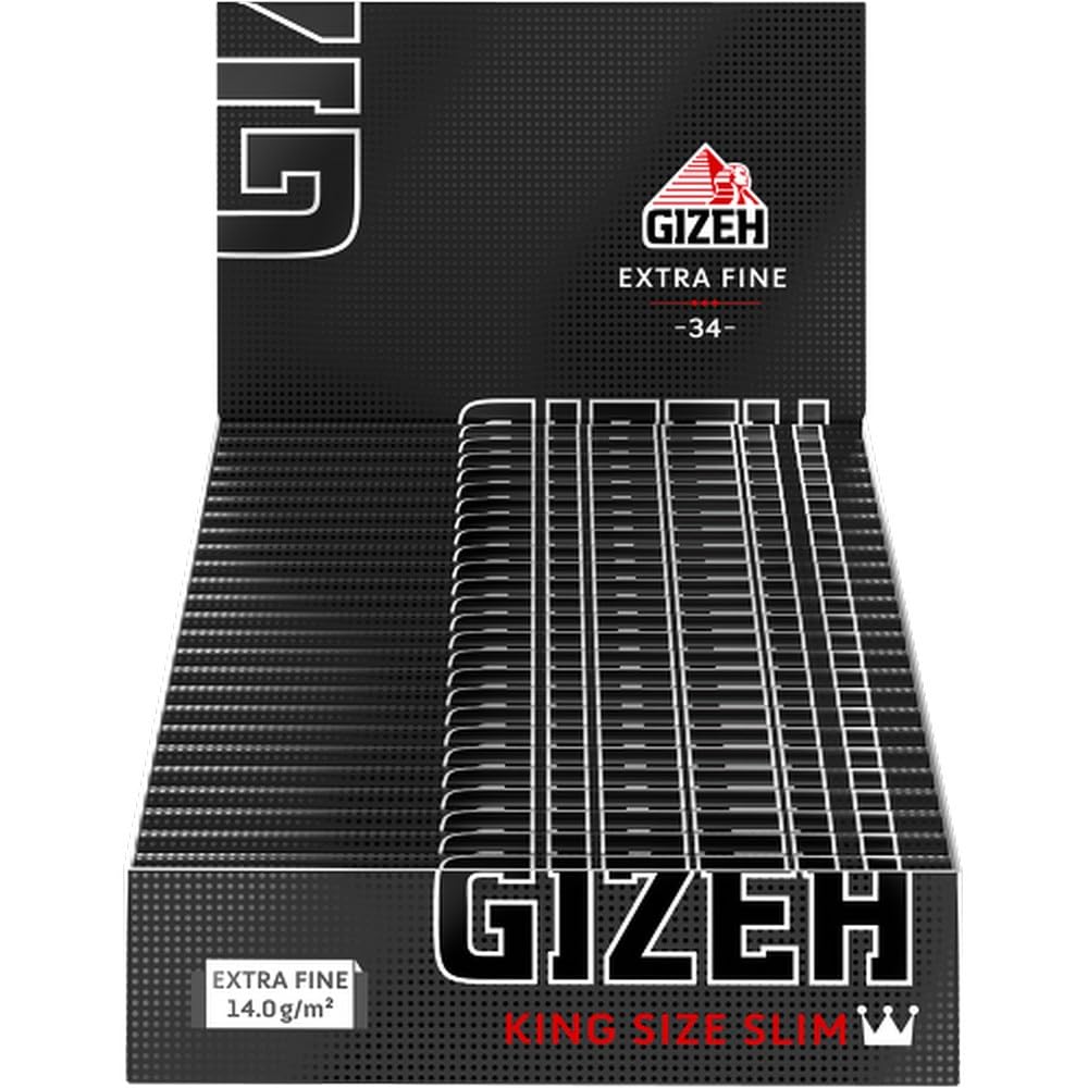 GIZEH BLACK King Size Slim Blättchen zum Selbstdrehen - Packung mit Magnetverschluss, recyclebar - 2
