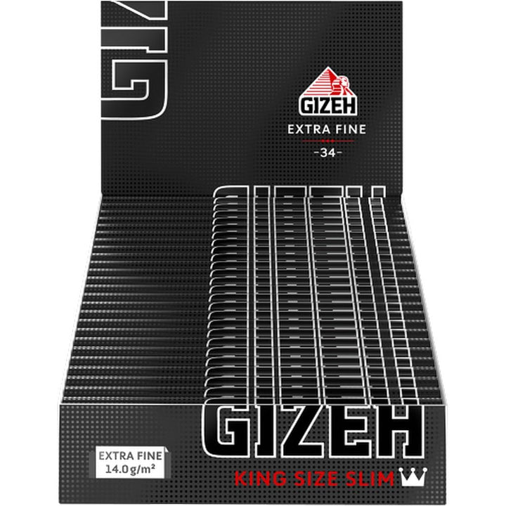 GIZEH BLACK King Size Slim Blättchen zum Selbstdrehen - Packung mit Magnetverschluss, recyclebar - 2