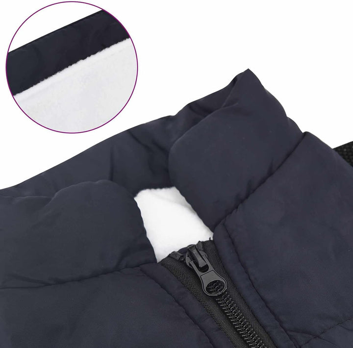 Hundemantel Marineblau aus Fleece und Polyester L28 mit verstellbarem Gurt, reflektierend, winddicht