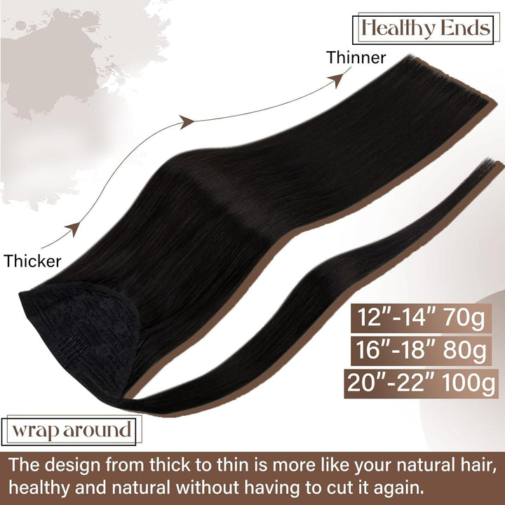 Hetto Extensions Zopf Echthaar Schwarz Haarverlängerung Zopf Remy Ponytail Extensions Echthaar Natür