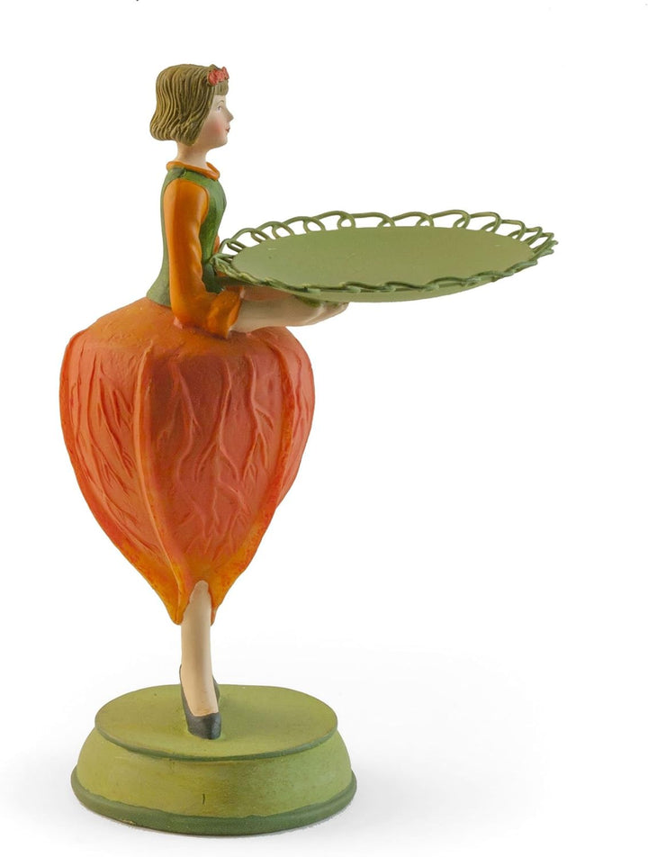 Rosemarie Schulz Dekofigur - Teelichthalter - Blasenkirsche Mädchen mit Kerze, Blasenkirsche Orange