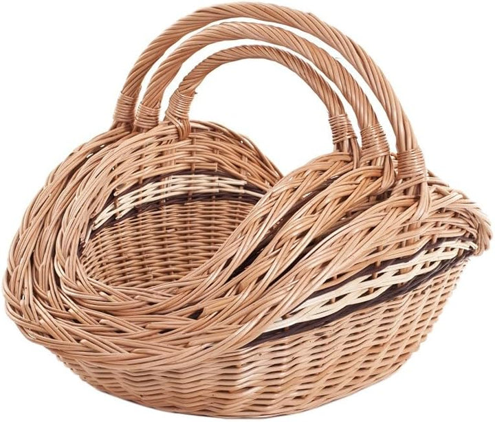 Vollweidener Kaminkorb, Kaminkorb aus Weide, naturfarbiger Weidenkorb für Kaminholz, Kaminkorb mit T
