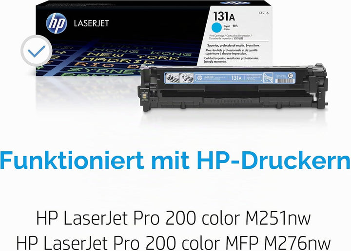 HP 131A (CF211A) Blau Original Toner für HP LaserJet Pro 200 Color M251n, MFP M276,cyan cyan Standar