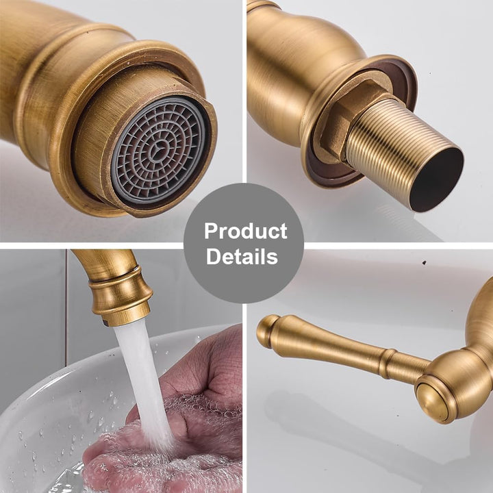 Gebürsteter Gold-Badezimmerhahn 360° Schwenkbarer Einhand-Badezimmerhahn Moderne elegante Küche Bade