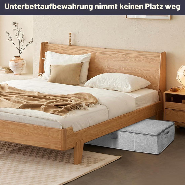 2 Stück Unterbett Aufbewahrungsbox mit Deckel, Grosse Unterbettkommode mit Griff, Faltbare Kleidung