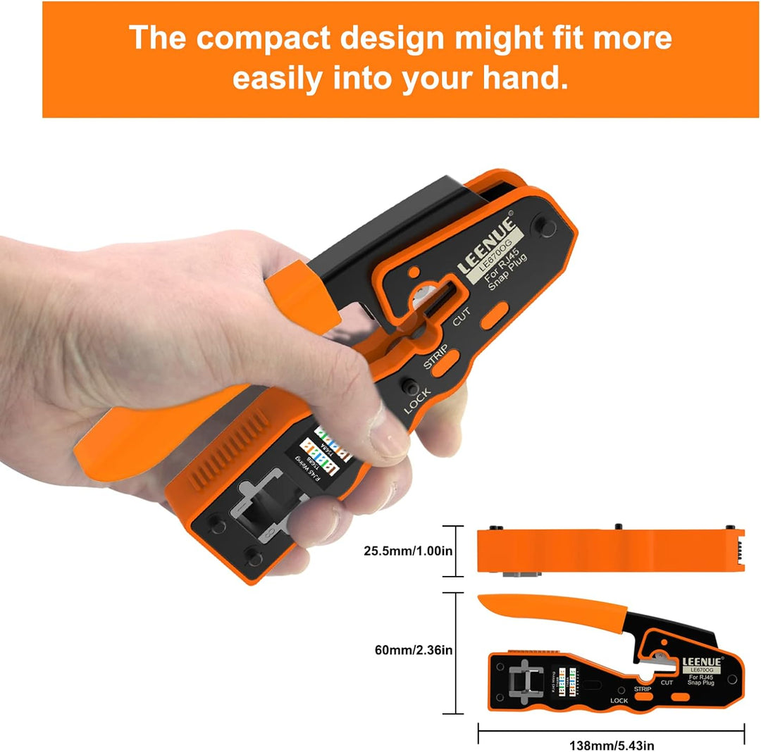 RJ45 Crimpzange Set, Netzwerk Werkzeug Set mit 10 x Cat 7 Cat6A Lan Stecker Pass Through