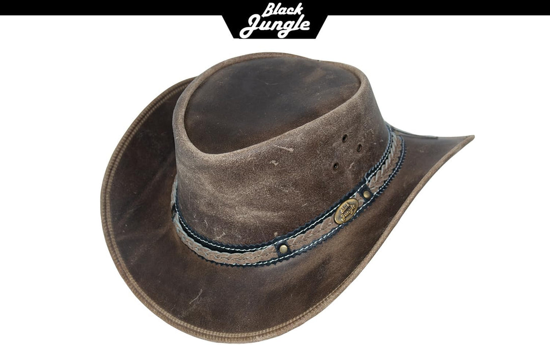 Black Jungle ARAMAC Lederhut Cowboyhut Australienhut Hut XL Charcoal, XL Charcoal