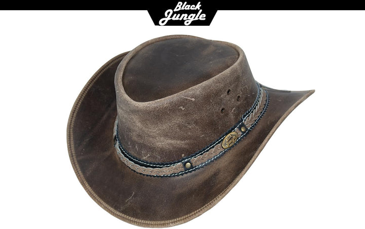 Black Jungle ARAMAC Lederhut Cowboyhut Australienhut Hut S Charcoal, S Charcoal