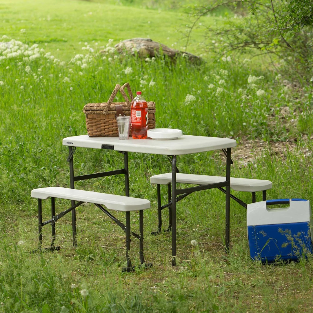 LIFETIME 80352 Zusammenklappbarer Picknicktisch mit Bänken, mandelfarben 42x24x29 cm, 42x24x29 cm