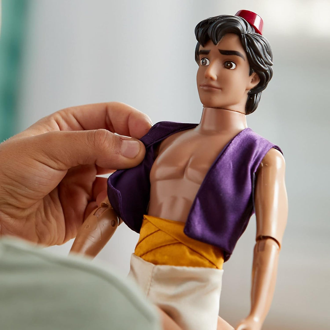 Disney Store Offizielle Aladdin-Puppe für Kinder, 32 cm, vollbewegliche Puppe mit geformtem Haar und