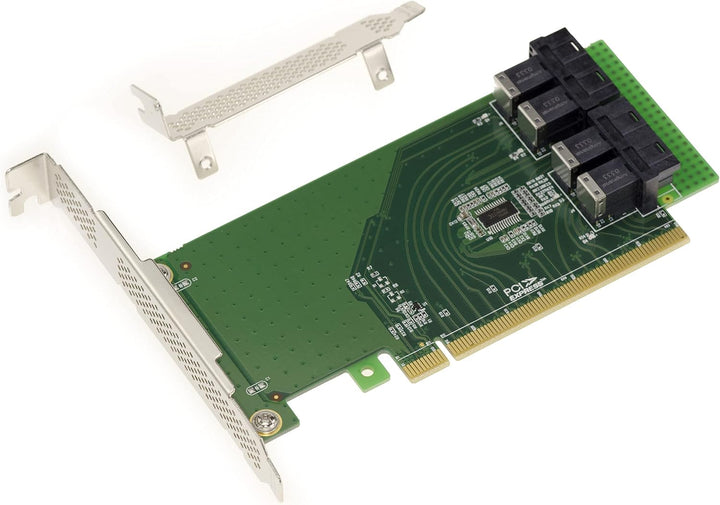 KALEA-INFORMATIQUE PCI Express 16x Riser-Karte für 4 U.2 NVMe SSDs oder 4 PCIe x4 Ports mit SFF-8643
