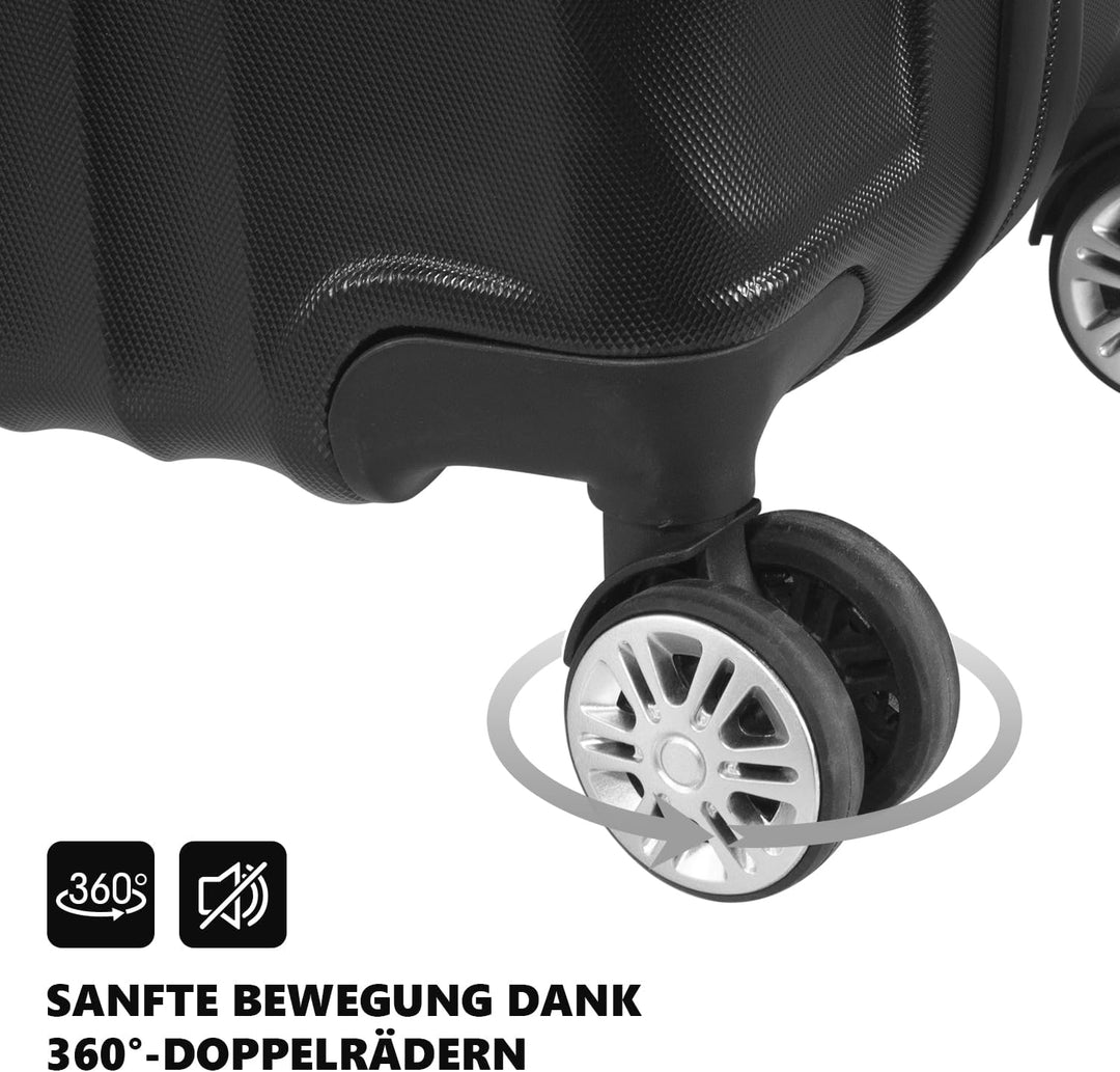 Hartschalenkoffer Set 3 Teilig, Kratzresistente Premium Hartschale, 55 64 74 cm, 360-Grad-Doppelroll