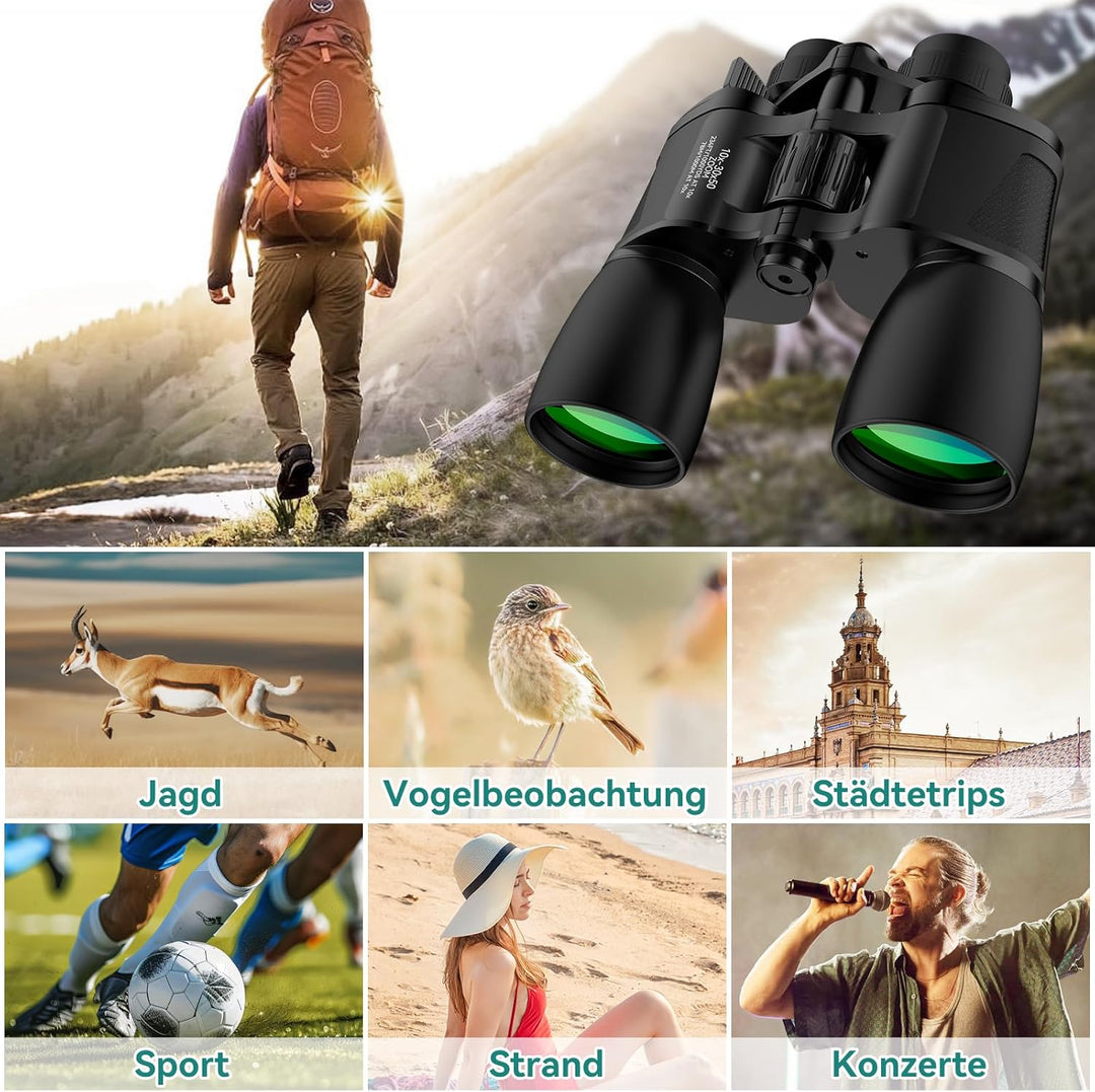 MLight 10-30x50 Zoom-Fernglas für Erwachsene, leistungsstarkes Fernglas für Vogelbeobachtung, Jagd,