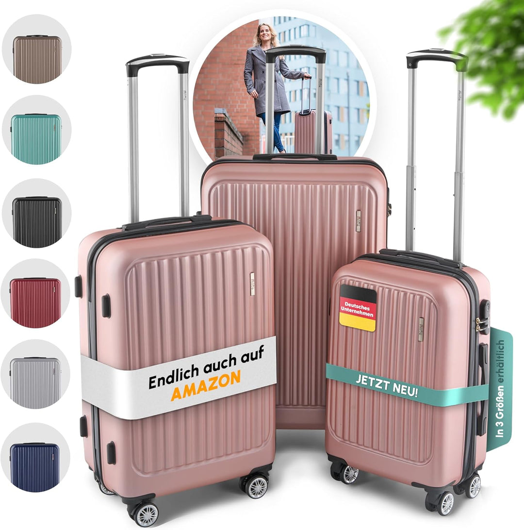 ABS Hartschalenkoffer - Ergonomisch & Sicher - Trolley Koffer Set 3-teilig mit 360° Rädern, Zahlen-S