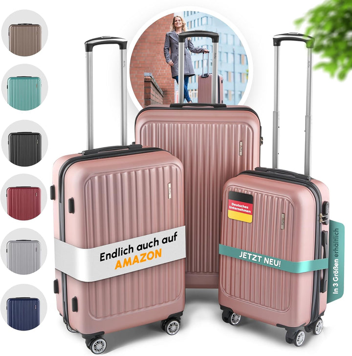 ABS Hartschalenkoffer - Ergonomisch & Sicher - Trolley Koffer Set 3-teilig mit 360° Rädern, Zahlen-S
