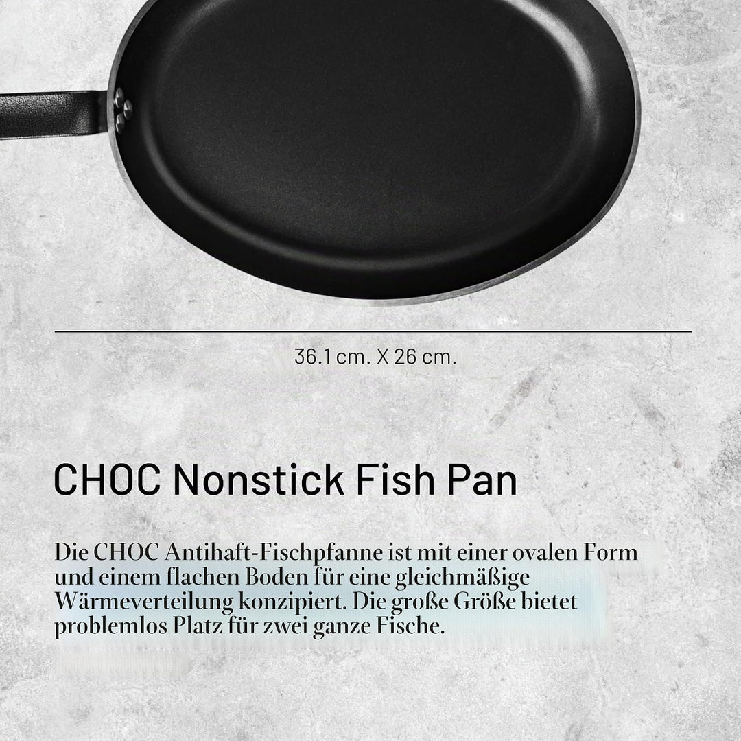 De Buyer 8181.36 Bratpfanne Choc Ovale Fischpfanne-36Cm, L