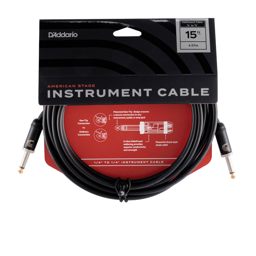 Planet Waves PW-AMSG-15 American Stage Instrumentenkabel 4,5m (15 Fuss) schwarz 15 Feet Gerade Enden