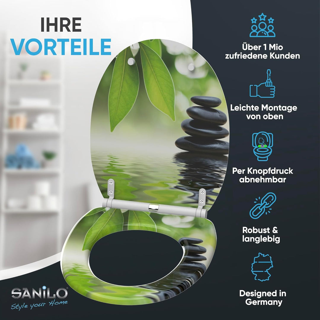 Sanilo WC-Sitz mit Absenkautomatik I Hochwertiger Toilettensitz aus Holz I Toilettendeckel in versch
