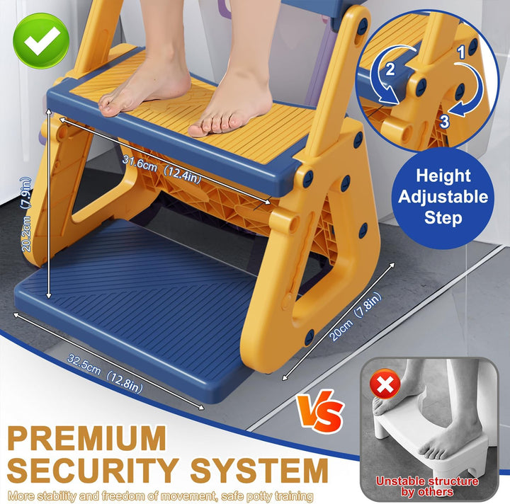 Toilettensitz Kinder mit Treppe,Stabil Kinder Toilettensitz mit Dreiecksstruktur,3 in 1 Toilettentra