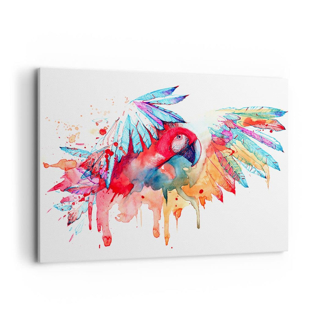 Bilder auf Leinwand 100x70cm Leinwandbild Natur Malerei Papagei Kinder Gross Wanddeko Bild Schlafzim