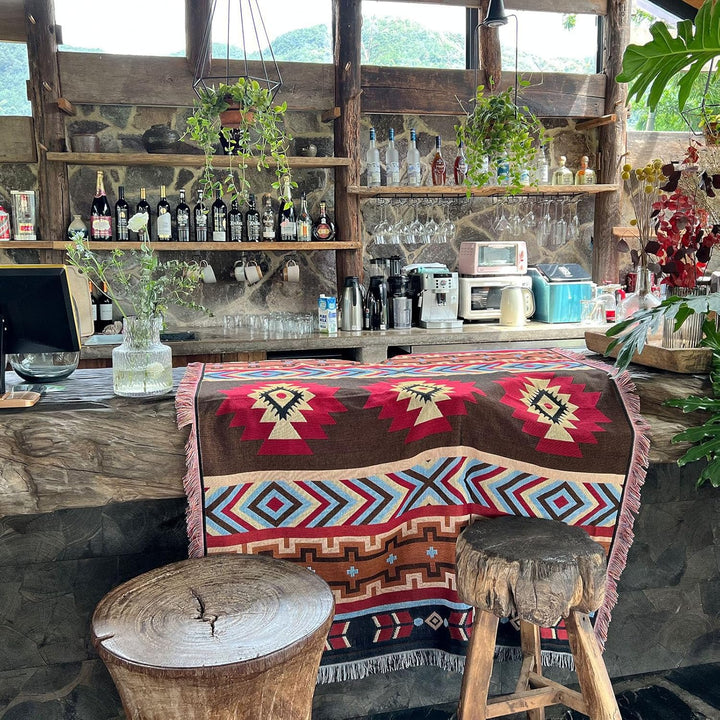 LumiSyne Baumwolle Gewebt Decke Überwurf Mit Quast Bohemian Ethno Stil Azteken Navajo Überwurfdecke