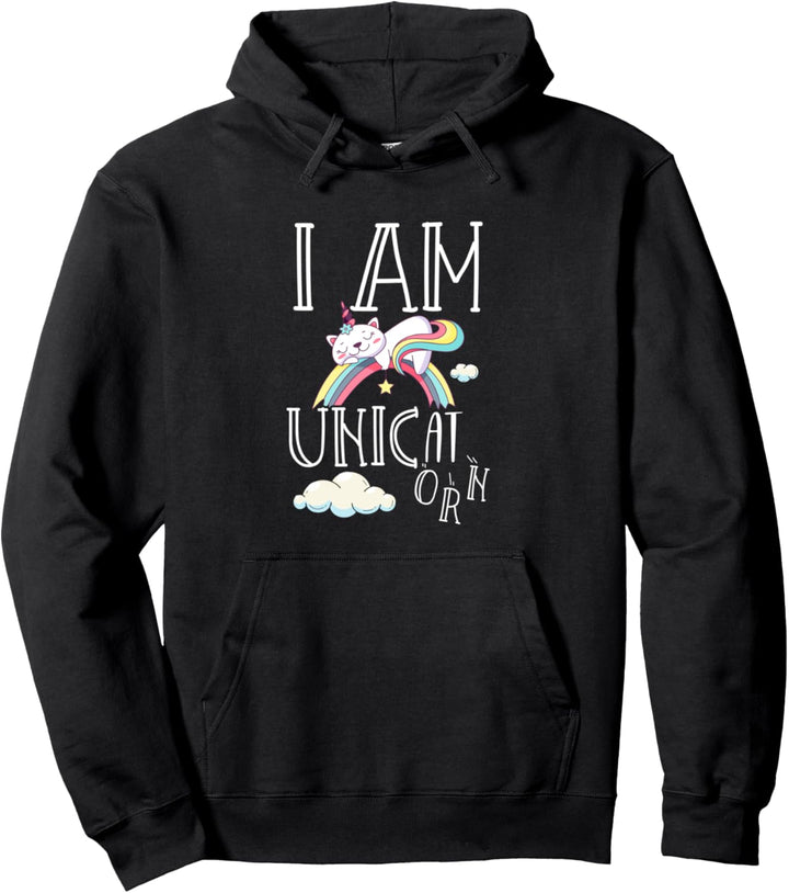 Unicat Katze Unicorn EInhorn Regenbogen Pullover Hoodie