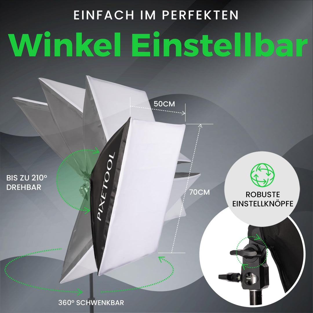 Fotostudio Set – 2 Softbox Licht, 2 Durchlichtschirm, 2 LED Lampen 4800 Lumen 3000-6000K – 50x70 cm