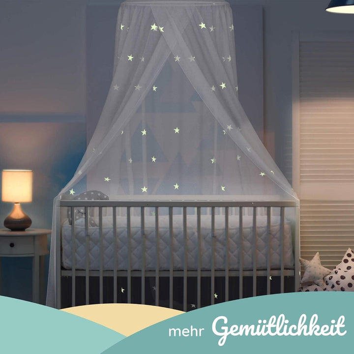 BEARTOP Baldachin Kinderzimmer | 6 Farben | ohne Bohren | Tüll | mit stabilem Ring | Ring Wird in St