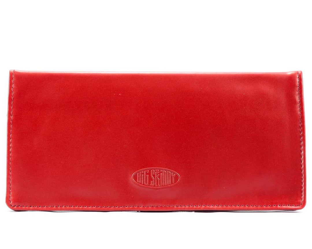 Big Skinny Damen Executive Leder Bi-Fold Scheckbuch Slim Wallet für bis zu 40 Karten Rot, Rot