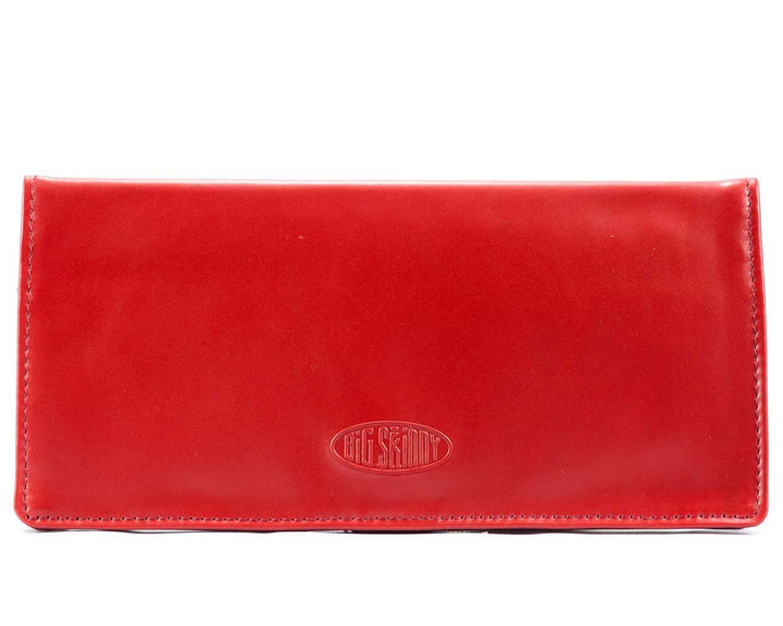 Big Skinny Damen Executive Leder Bi-Fold Scheckbuch Slim Wallet für bis zu 40 Karten Rot, Rot