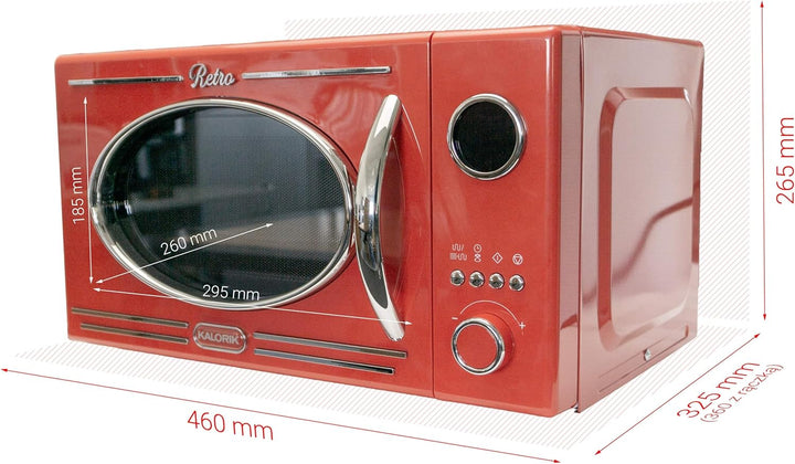 Kalorik Retro Mikrowelle, Rot, Vintage-Design, mit Grillfunktion, Digitale Steuerung, MW 2600 DGR 11