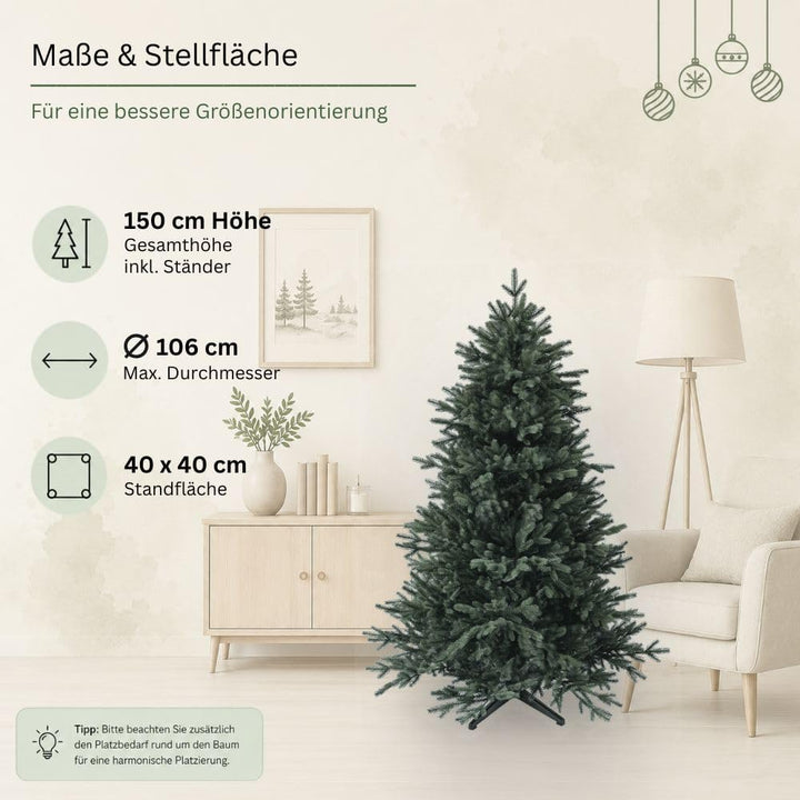 RS Trade 1418 Premium Nordmanntanne 100% Spritzguss 150 cm Weihnachtsbaum künstlich (Ø ca. 106 cm) m